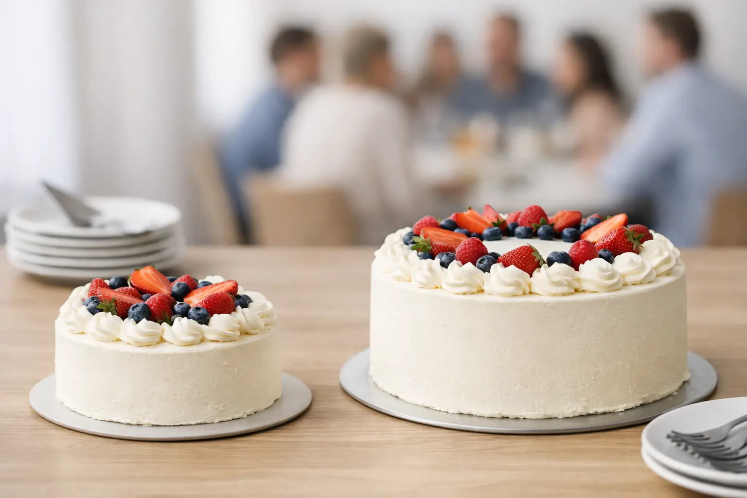 What cake size is suitable for ten people?