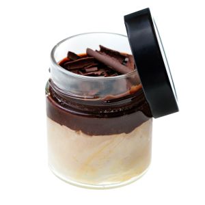 Profiterol in glass container
